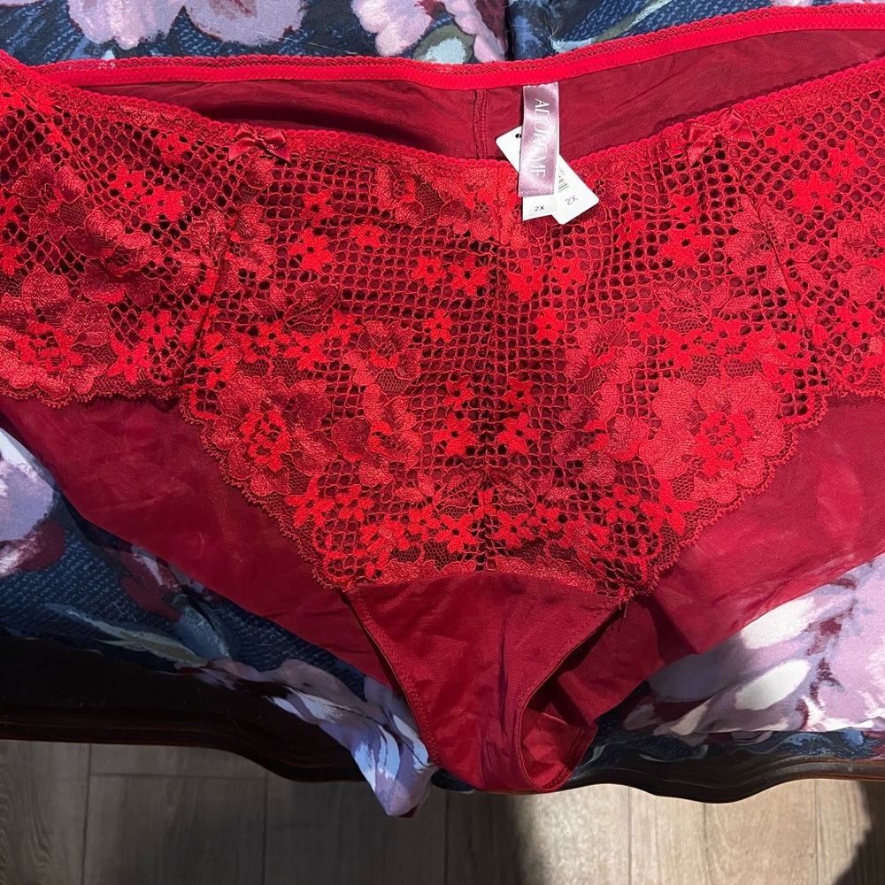 Adore Me Red Lace High-Waist Briefs